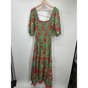 Miguelina Women Green Casual Dress XS with color discoloration See photos